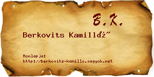 Berkovits Kamilló névjegykártya